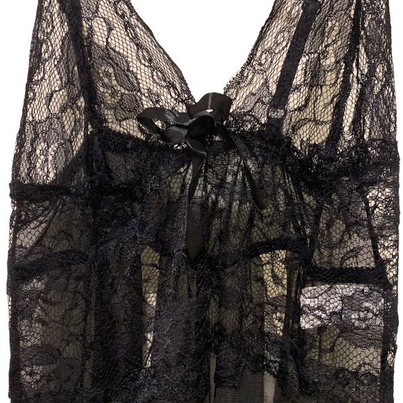 Sexy black mesh soft lace Slits bridal wedding babydoll chemises nightgown - Picture 10 of 12